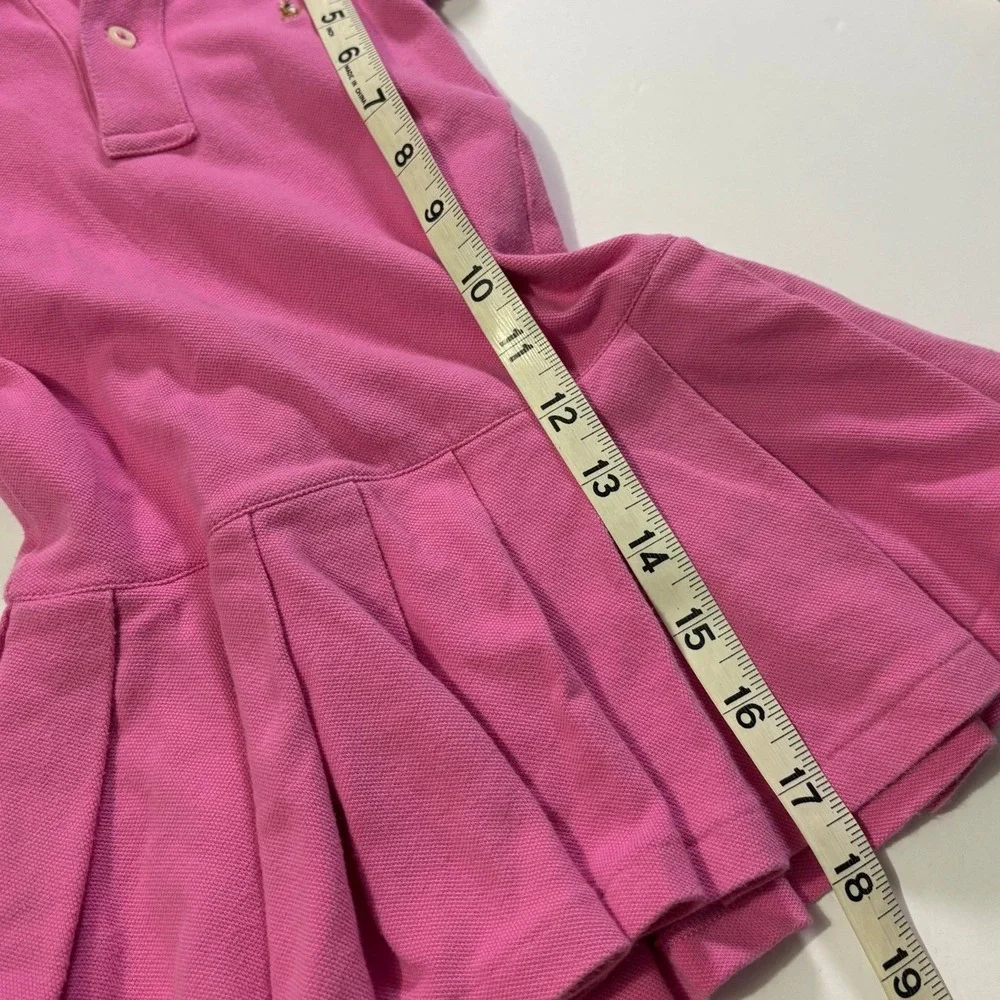 Ralph Lauren Girls Dress 2T Polo Neck Drop Waist Pink Pony Preppy Old Money